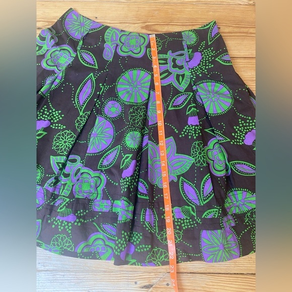 100% Cotton Bandolino A-line Skirt with Pleats Brown and Purple Green Size 12 - Picture 10 of 14